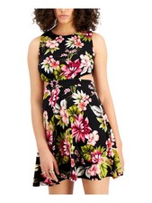 BAR III Womens Black Sides Sleeveless Crew Neck Short Fit + Flare Dress XS
