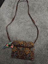 Floral Design Hand Bag With Carabeaner And Strap Made Of Fabric Small