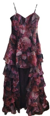 NWT Lulus Stylish Decision Floral Ruffled Maxi Dress Black Magenta Sz M SOLD OUT