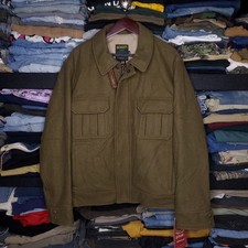 vtg Schott NYC Melton 720 field jacket military olive OD green wool made in USA