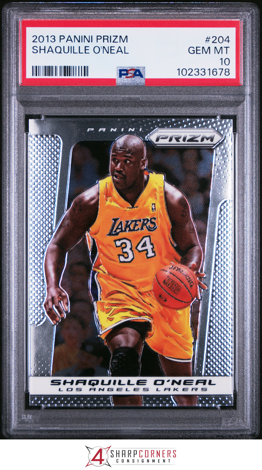 2013 PANINI PRIZM #204 SHAQUILLE O'NEAL LAKERS HOF PSA 10 K4262735-678