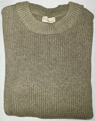 NOS LL Bean dark loden Classic Ragg Wool lambswool crew neck sweater, men's sz L