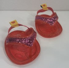 Build a Bear Pink Sparkly Jelly Flip Flops Shoe Sandals