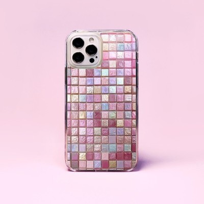 Rosa Blau Schillernd Mosaik Fliesen Fliesen Design Handy Hülle/Cover für iPhone