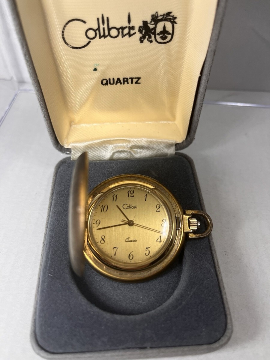 Colibri Vintage Quartz Pocket Watch Gold Tone with Owner's Manual