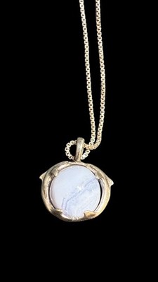 Sterling Silber zwei Delfine blaue Spitze Achat Anhänger 925 Italy Box Kette Halskette