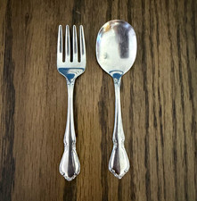 ONEIDA Oneidacraft Deluxe Kids 4 in Stainless Fork Spoon Set, Floral Engraved