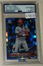 2022 Bowman Sapphire Elly De La Cruz Signed PSA/DNA Silver Ink