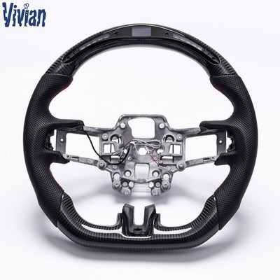 Real Carbon Fiber Flat Sport LED Steering Wheel for Ford Mustang GT 2015-2017