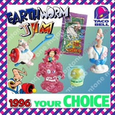 Taco Bell 1996 EARTHWORM JIM Peter Puppy MONSTER Dog FISH Bob YOUR Toy CHOICE