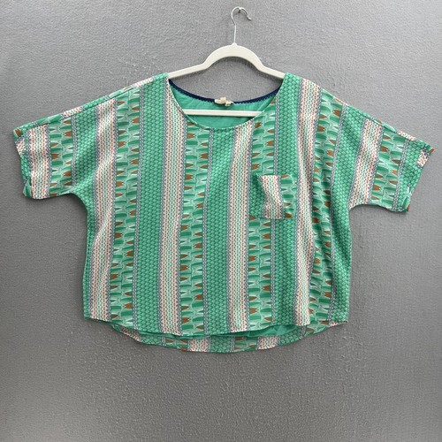 Anthropologie Meadow Rue Top Womens Large Green Layered Zane Tee Short Sleeve