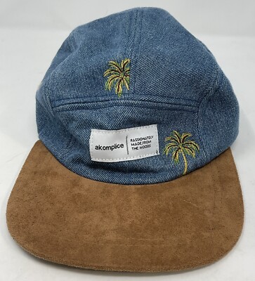 Unusual Akomplice Panel Denim W/ Embroidered Palm Trees Hat