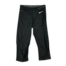 Nike Pro Leggings Womens M Medium Black Hypercool Dri Fit Mesh Panels Capri