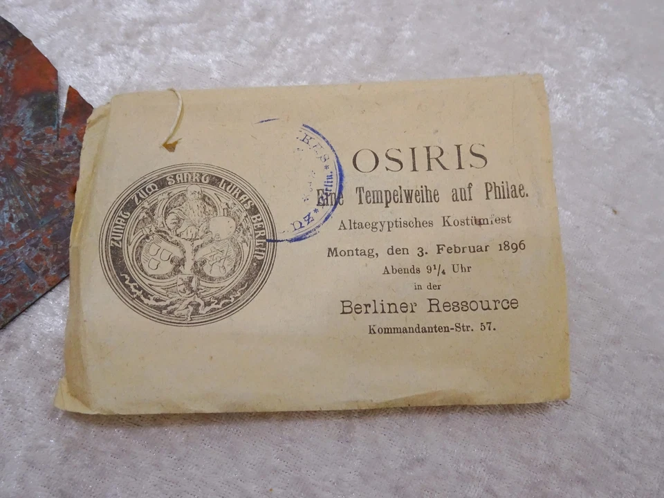 Antike Metall Einladung Osiris Altägyptisches Kostümfest Vintage 1886 - Berlin - Bild 2 von 4
