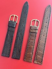 OFERTA 2 CORREAS RELOJ PULSERA PIEL LAGARTO LEGÍTIMO 16 mm MARRÓN