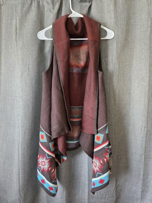 Life Is Beautiful Sweater Vest Shawl One Size Aztec Brown NWT