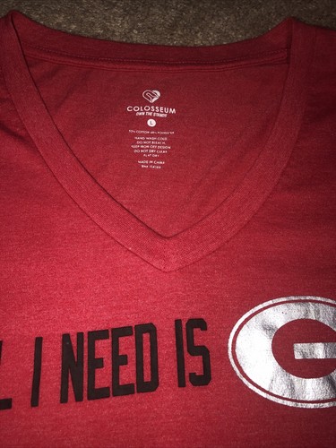 Georgia Bulldogs ALL I NEED IS MY BULLDOGS V-Neck T-shirt Women's L Short Sleeve - Picture 6 of 10
