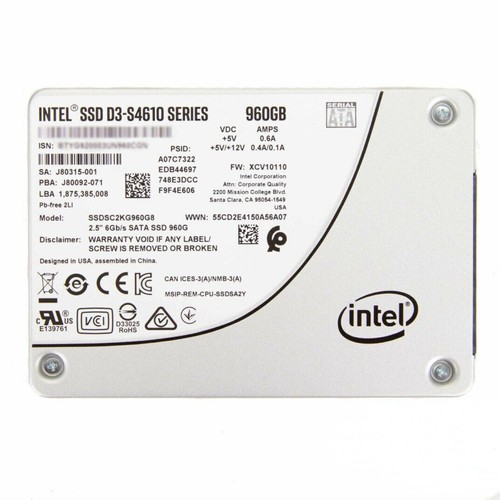 Intel D3-S4610 Series 960GB SSD 2.5'' TLC 3D2 7mm SATA III 6Gb/s SSDSC2KG960G801