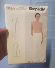 Simplicity R10941 Pleated Pants w Waistband, Slash Pockets Sz 6-14 UNCUT S9235