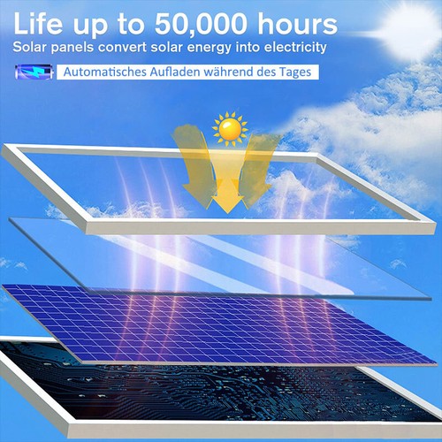 LED Straßenlaterne Fernbedienung IP65 Solar bewegungsmelder Straßenlampe - Bild 8 von 14