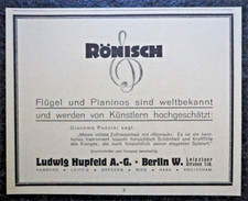 Rönisch Flügel , Ludwig Hupfeld A.-G. , Berlin W. , Alte Reklame , 1922 , (A31)