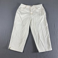 Halston Jeans Womens 14 White High Rise Cropped Straight Outdoor