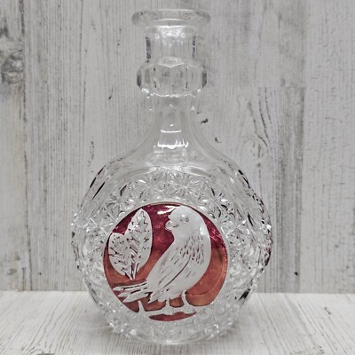 Hofbauer Ruby Red Byrdes Birds German Crystal 8” Wine Decanter