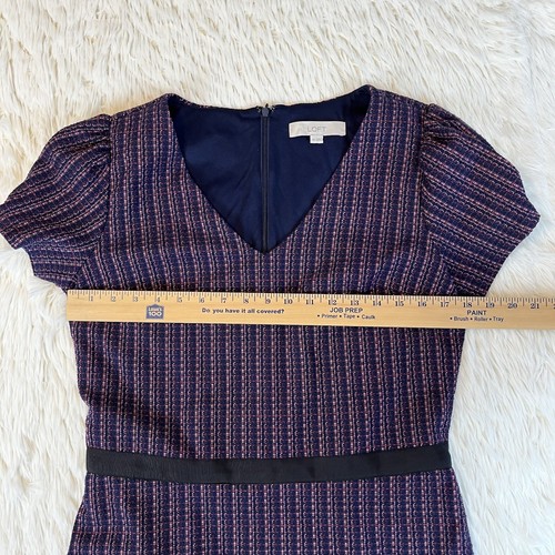 Ann Taylor Loft Women's Blue Red Pink Checkered Sweater Dress Fit Flare Size 8T - Picture 9 of 21