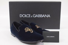 Dolce&Gabbana NWB Loafers / Slippers Size 41 8 US In Blue Velvet W/ Gold Logo