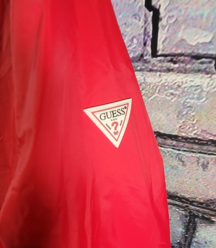 Guess Men's Red Long Sleeve Hooded Full Zip Windbreaker Jacket Size Small - Picture 5 of 6