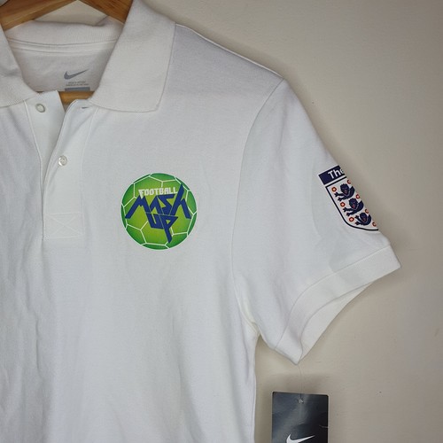 Mens Nike White England Football Polo Shirt Football Mash Up Size Small NEW - Picture 3 of 19