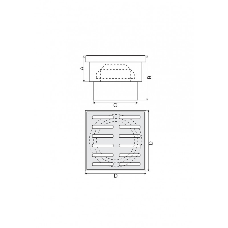 Floor Drain Square 150mm x 150mm / 50mm Pipe Connection Bathroom Wet