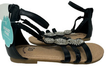 SO Youth Girl's Priscila Zip Up Comfort Gladiator Dress Sandals Blk Size:1 98Q