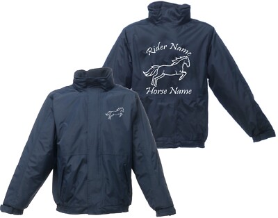 PERSONALISIERTE PFERDE JACKE DRESSUR PONY REITER MONTIERT WEIHNACHTSGESCHENK WASSERDICHT MANTEL