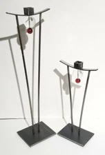 Vintage 1997 - Girardini Design - Steel & Glass Sculpture Pair - Large & Small 