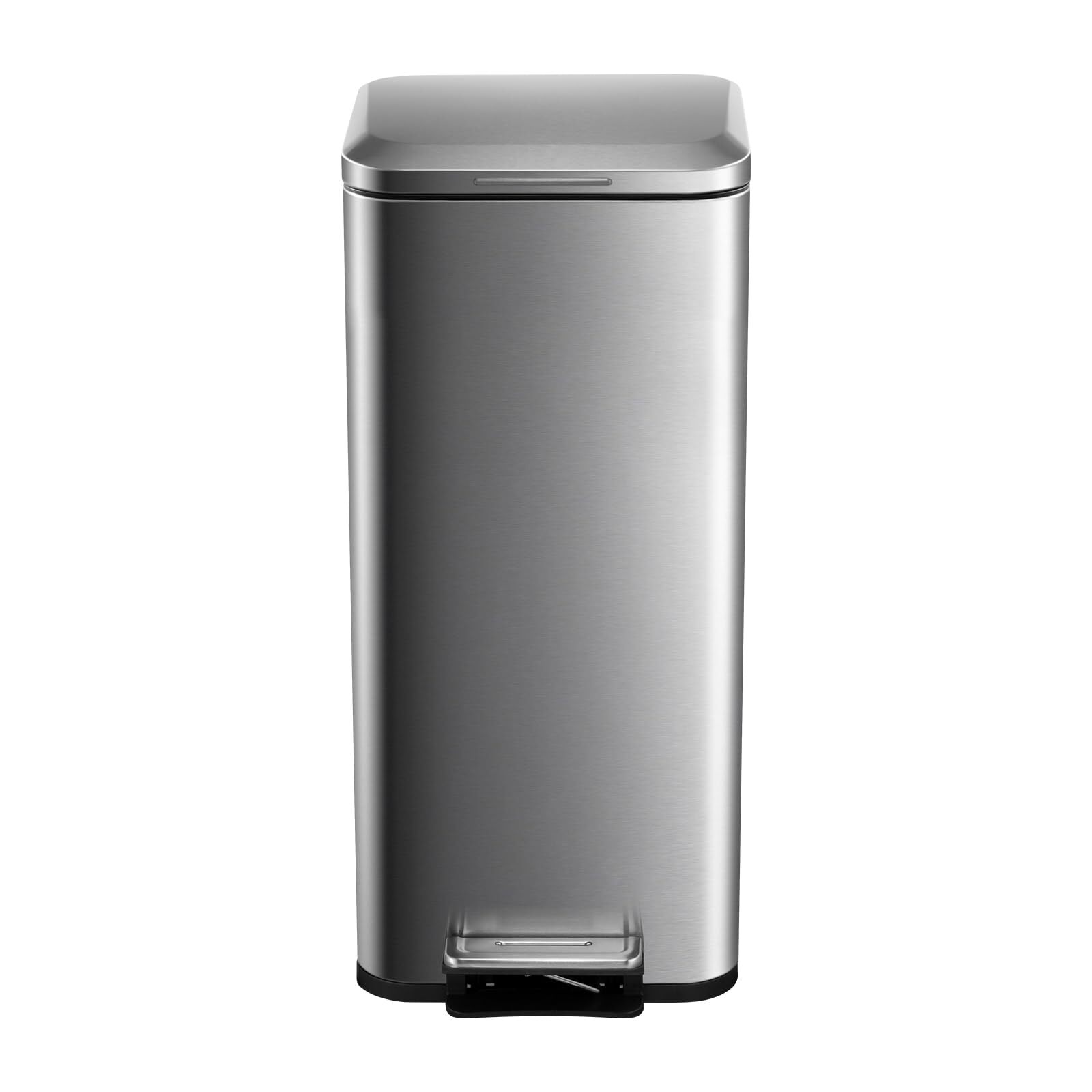 8 Gallon Step Trash Can, Square Fingerprint-Proof Garage Can with Soft-Close ...