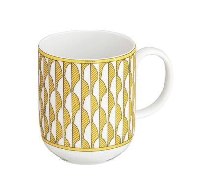 Hermes Soleil d'Hermes Mug Cup Yellow Tableware Coffee Tea Ornament Auth New Box