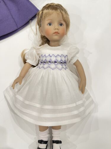 Boneka Filzmantel + Baskenmütze + gesmoktes Kleid 4 10" Effner Monday Tuesday Kind Puppen - Bild 7 von 8