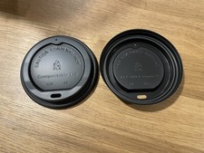 50 x Black Compostable PLA Coffee Cup Lids