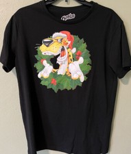 Chester Cheetah Black Cheetohs Christmas Wreath Tee Shirt Medium