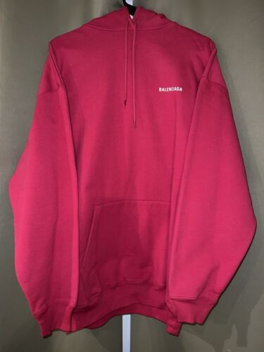 BALENCIAGA RED UNISEX LARGE FIT HOODIE SS21 SIZE SMALL FITS LIKE LARGE