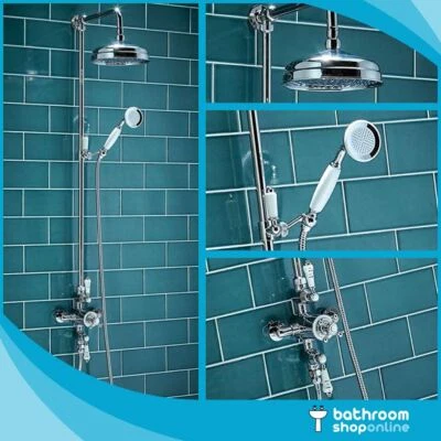 BATHROOM SHOP ONLINE Traditional Exposed Shower Chrome Thermostatic Shower Dual Mixer Valve