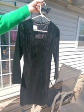 Vintage Velvet LAURA ASHLEY Beaded Gothic Victorian Fitted Cocktail Dress 6