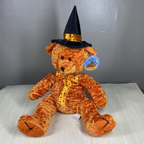 VTG Halloween Witch Teddy Bear Stuffed Animal Orange Chrisha Playful Plush 80s