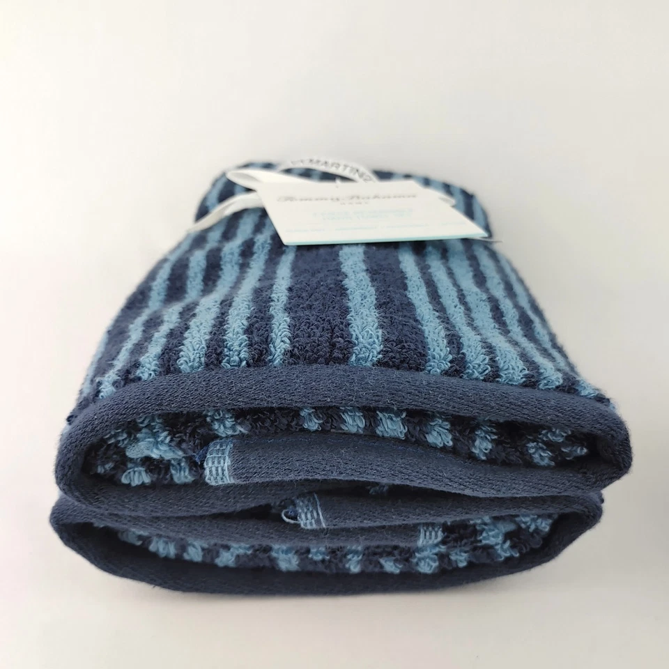 2件套Tommy Bahama蓝色条纹毛巾(2)手巾全新带标签 — 第 2/4 张图片