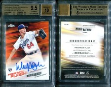 BGS 9.5 2018 Topps Chrome Freshman Flash Autograph Orange Walker Buehler 21/25