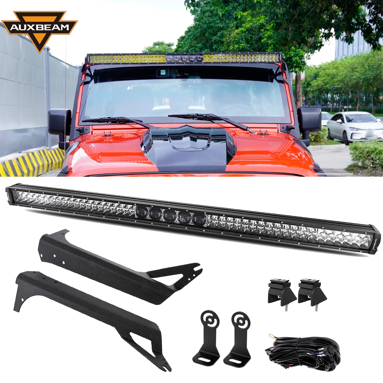 52" 5D-PRO 320W LED Light Bar + Mount Bracket for Jeep Wrangler TJ 1997-2006