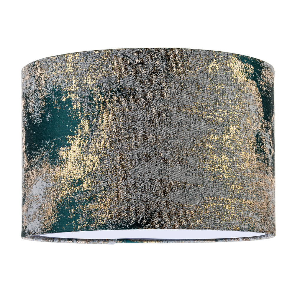 Forest Green Jacquard Fabric Lamp Shade with Metallic Gold Highlights by Happ...