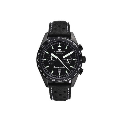 Lorenz GranPremio 030251FF Herrenchronograph Aus Schwarzem Leder Mit Helm