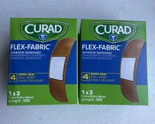 CURAD Flex-Fabric AdhesivE Bandages 1 X 3in 100x2 NON25660 BUNDLE OF TWO BOXES